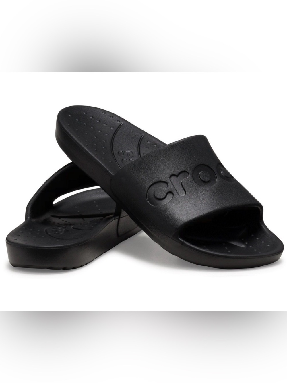🖤Unisex CROCS Black Slide Sandals with Embossed Logo🖤